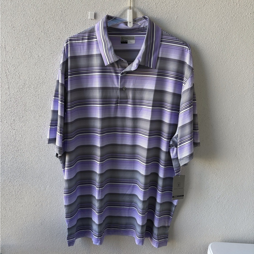 PGA TOUR Pro‎ Series Athletic fit Size 2XLT Golf Shirt Purple/Black